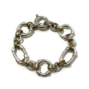 Sterling Silver 925 Brass Mexico Chunky Bracelet 7.5”